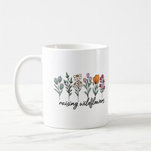野生の花を育てる母親の日ギフトコーヒーマグ コーヒーマグカップ (左)