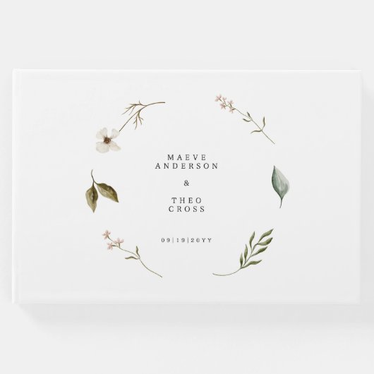 野生の花エレガント結婚ミニマルフローラ ゲストブック (正面)