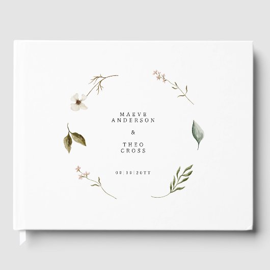 野生の花エレガント結婚ミニマルフローラ ゲストブック (正面)