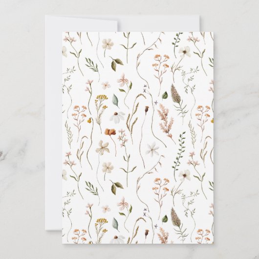 野生の花エレガント結婚ミニマルフローラ 招待状 (裏面)