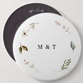 野生の花エレガント結婚ミニマルフローラ 缶バッジ (正面&裏面)