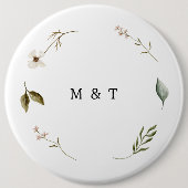 野生の花エレガント結婚ミニマルフローラ 缶バッジ (正面)