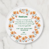 野生の花オレンジのベビーシャワーカフェスラベル フェイバータグ (正面)