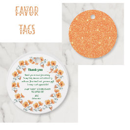 野生の花オレンジのベビーシャワーカフェスラベル フェイバータグ