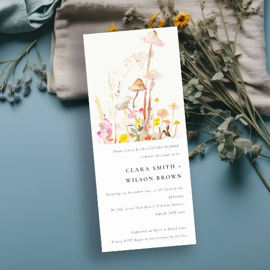 野生の花キノコ秋植物性カップルのシャワー 招待状