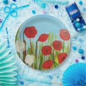 野生の花ケシとデイジー ペーパープレート (パーティー)