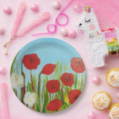 野生の花ケシとデイジー ペーパープレート (パーティー)