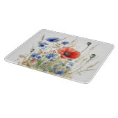 野生の花ケシと青トウモロコシの花 カッティングボード (角)