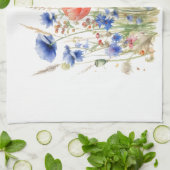 野生の花ケシと青トウモロコシの花 キッチンタオル (折り畳み)