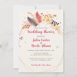 野生の花シダのキノコの葉ウェディングシャワー 招待状