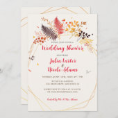 野生の花シダのキノコの葉ウェディングシャワー 招待状 (正面/裏面)