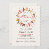 野生の花シダのキノコの葉ウェディングシャワー 招待状 (正面/裏面)