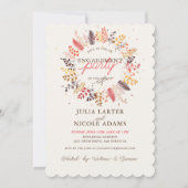 野生の花シダのキノコの葉婚約パーティ 招待状 (正面)