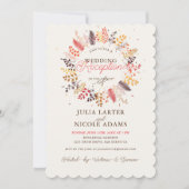 野生の花シダの葉の結婚披露宴 招待状 (正面)