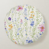 野生の花パターン ラウンドクッション (裏面)
