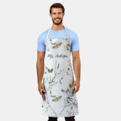 野生の花パーソナライズされた蝶 エプロン (着用した状態)