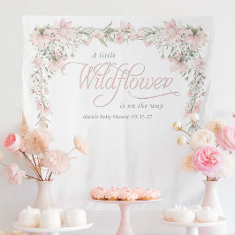 野生の花ピンクの赤ちゃん女の子シャワー タペストリー