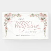 野生の花ピンクの赤ちゃん女の子シャワー 横断幕 (横)