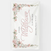 野生の花ピンクの赤ちゃん女の子シャワー 横断幕 (縦)