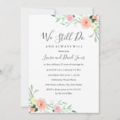 野生の花ピーチピンクフローラ結婚の誓いの更新 招待状 (正面)