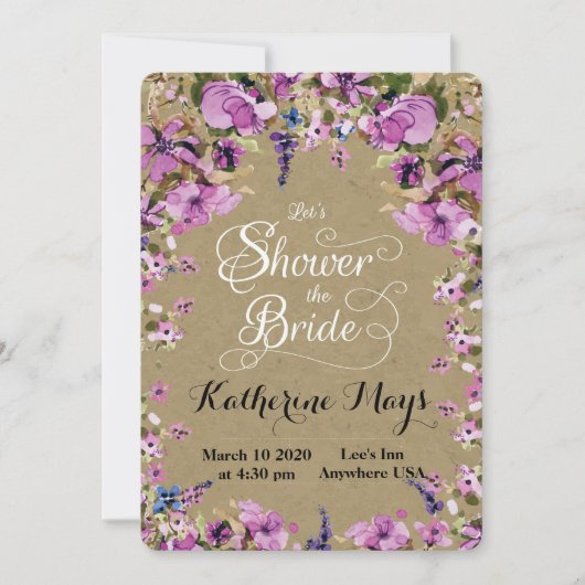 野生の花フレームのバチェロレッテ 招待状 (正面)