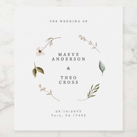 野生の花フローラエレガントパーティー結婚デコール ワインラベル (シングルラベル)