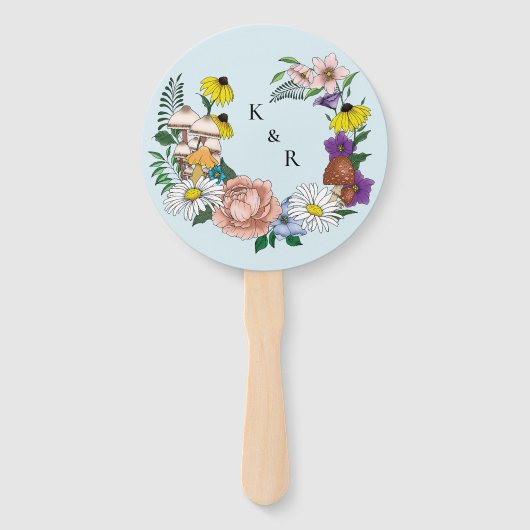 野生の花フローラブルーマッシュルーム結婚ズ ハンドファン (裏面)