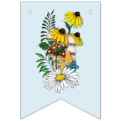 野生の花フローラブルーマッシュルーム バンティングフラッグ (第1の旗)