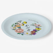 野生の花フローラブルーマッシュルーム ペーパープレート (アングル)