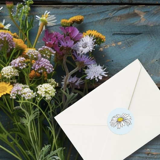 野生の花フローラブルーマッシュルーム ラウンドシール