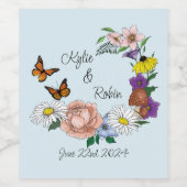 野生の花フローラブルーマッシュルーム ワインラベル (シングルラベル)