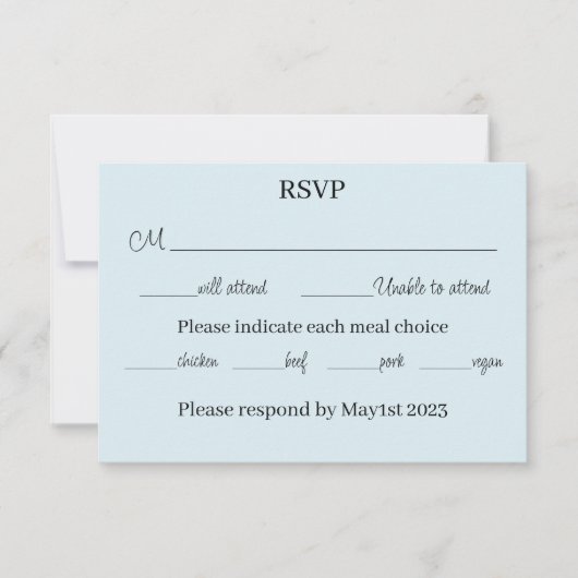 野生の花フローラブルーマッシュルーム 出欠カード (正面)