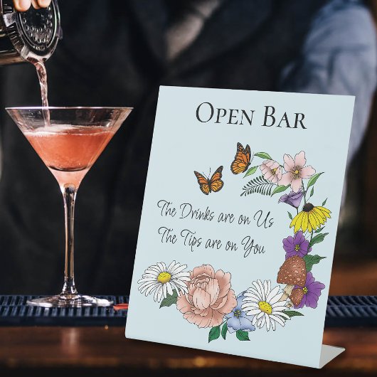 野生の花フローラブルーマッシュルーム 台座サイン