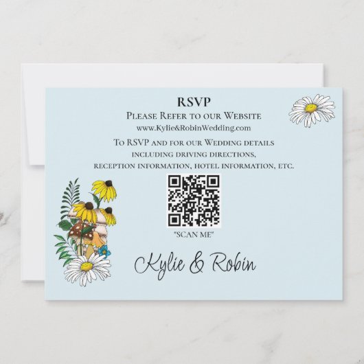 野生の花フローラブルーマッシュルーム 招待状 (裏面)