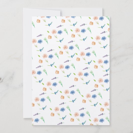 野生の花フローラ緑の水の色結婚の 招待状 (裏面)