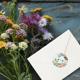 野生の花フローラ青結婚キノコ ラウンドシール