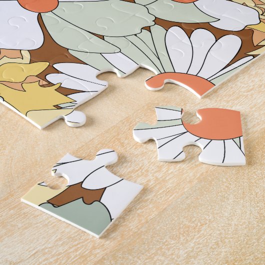 野生の花フローラ、ヴィンテージシームレスなパターン。 ジグソーパズル (側面)