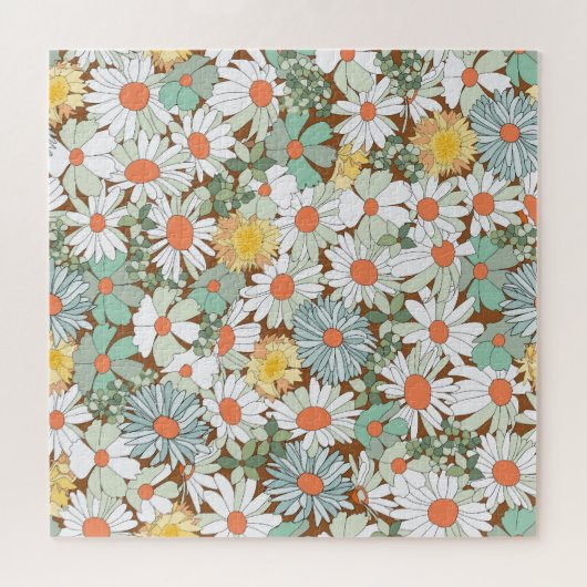 野生の花フローラ、ヴィンテージシームレスなパターン。 ジグソーパズル (横)