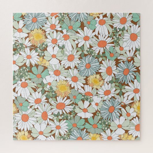 野生の花フローラ、ヴィンテージシームレスなパターン。 ジグソーパズル (縦)