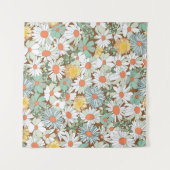 野生の花フローラ、ヴィンテージシームレスなパターン。 タペストリー (正面(横))