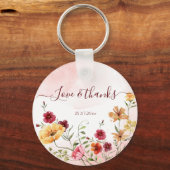 野生の花ブライダルシャワーの好意パーソナライズされた キーホルダー (裏面)