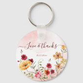 野生の花ブライダルシャワーの好意パーソナライズされた キーホルダー (裏面)