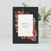 野生の花ポピー植物性ダーク結婚ズ 出欠カード (スタンド正面)