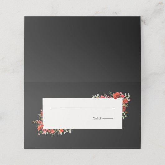 野生の花ポピー結婚ダーク プレイスカード (外部開封)