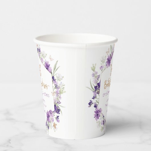 野生の花ラベンダーバタフライキスの赤ちゃんシャワー 紙コップ (右)