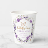 野生の花ラベンダーバタフライキスの赤ちゃんシャワー 紙コップ (正面)