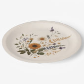 野生の花ヴィンテージフローラバンチボヘミアン結婚ズ ペーパープレート (アングル)