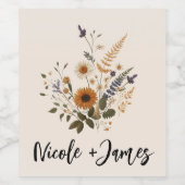 野生の花ヴィンテージフローラバンチボヘミアン結婚ズ ワインラベル (シングルラベル)