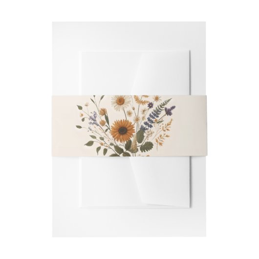 野生の花ヴィンテージフローラバンチボヘミアン結婚ズ 招待状ベリーバンド (正面例)