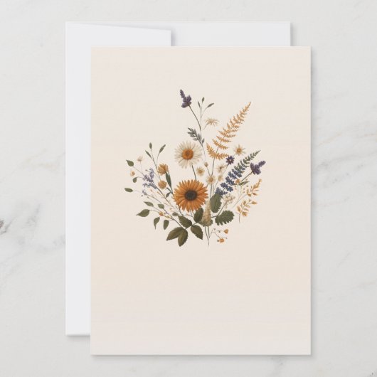 野生の花ヴィンテージフローラバンチボヘミアン結婚ズ 招待状 (裏面)